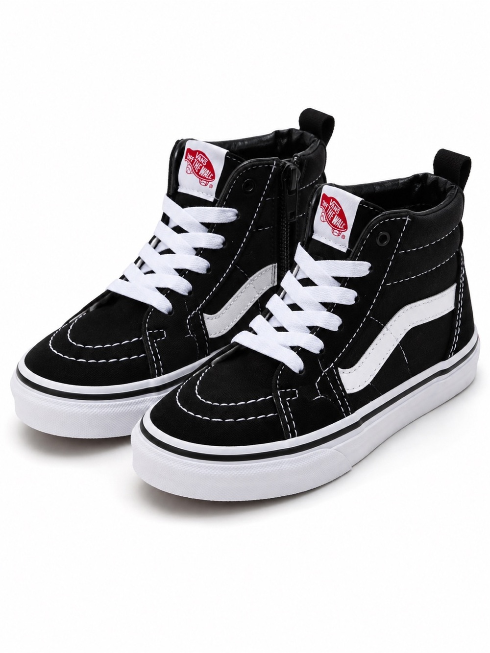 Vans Kids Black White Sk8-Hi Zip High Top Sneakers Shoes Classic Skate